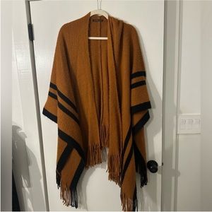 FINAL PRICE- Orange and Black Poncho Sweater